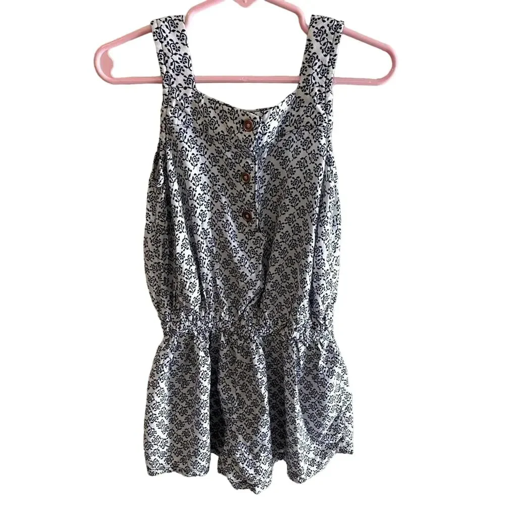 Carter's Sleeveless Shorts Lightweight Blue White Floral Embroidered Romper SZ 5